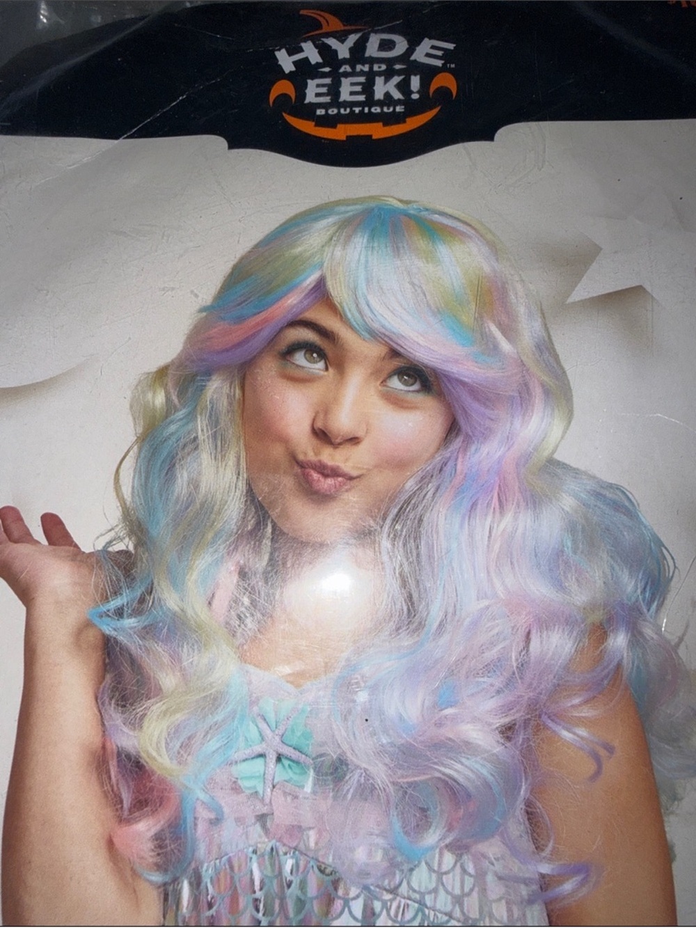 Hyde & Eek! Girls Mermaid Halloween Multicolored Wig